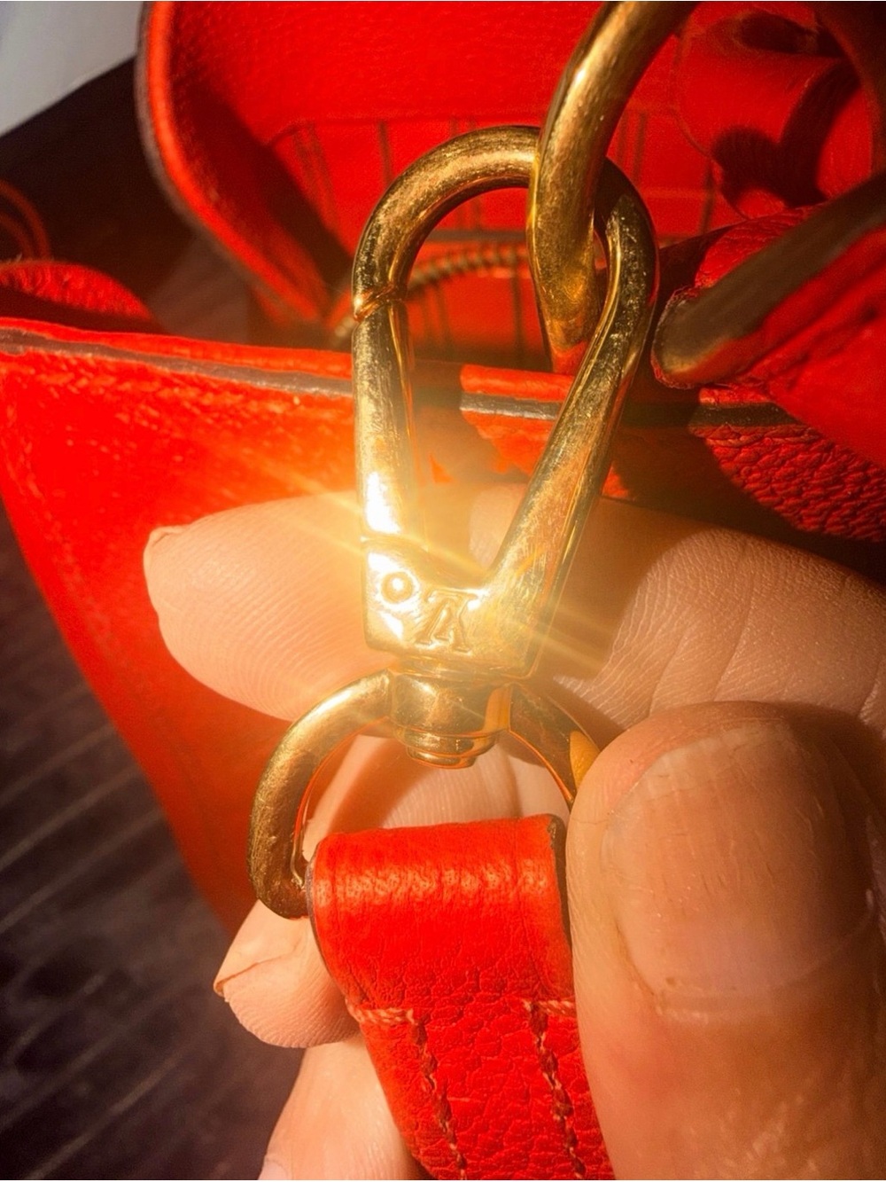 Louis Vuitton Orange Embossed Monogram Satchel with Strap - Picture 3 of 12
